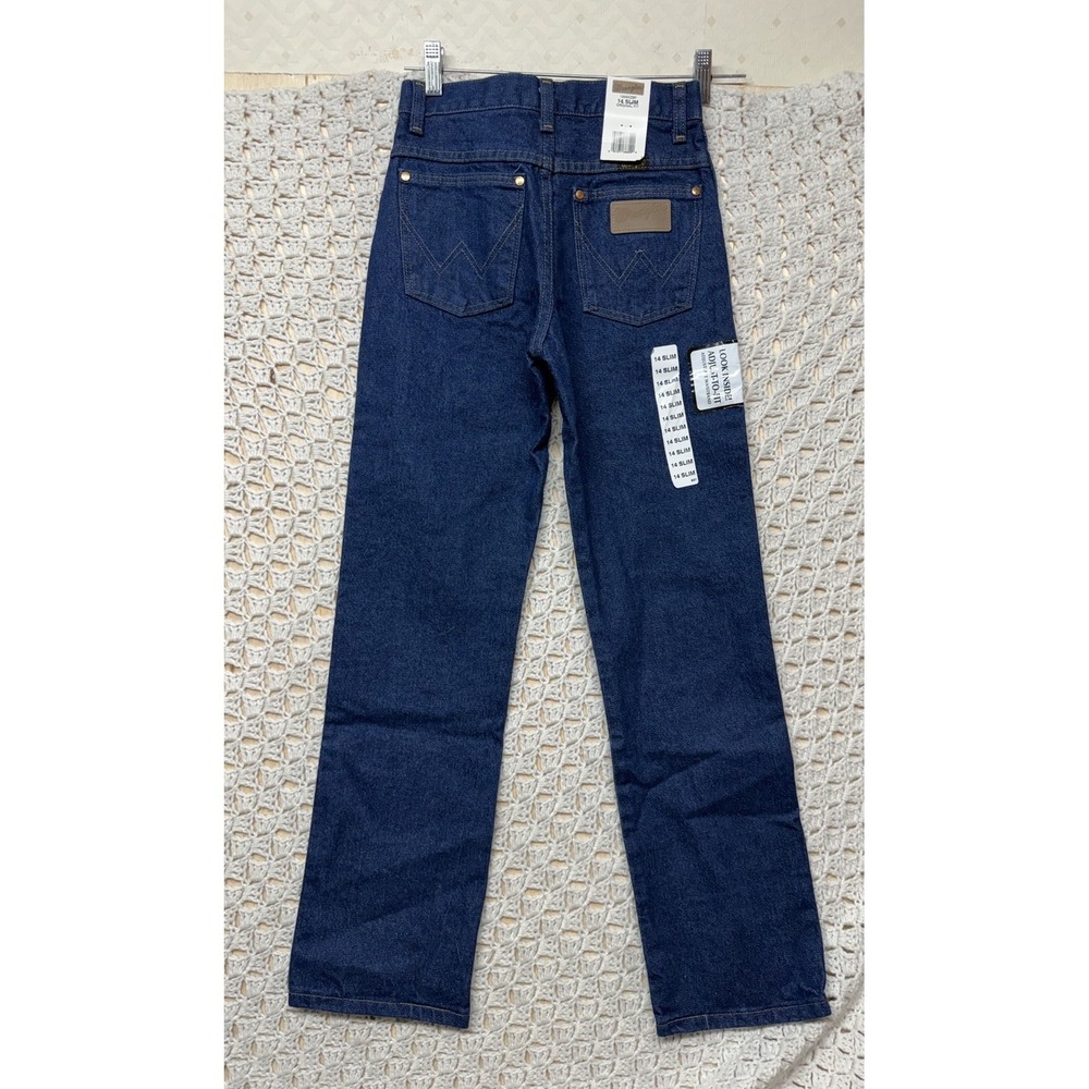 Wrangler Cowboy Cut Original Jeans Boy's  14 Slim Blue Denim‎ Adjust Waist New